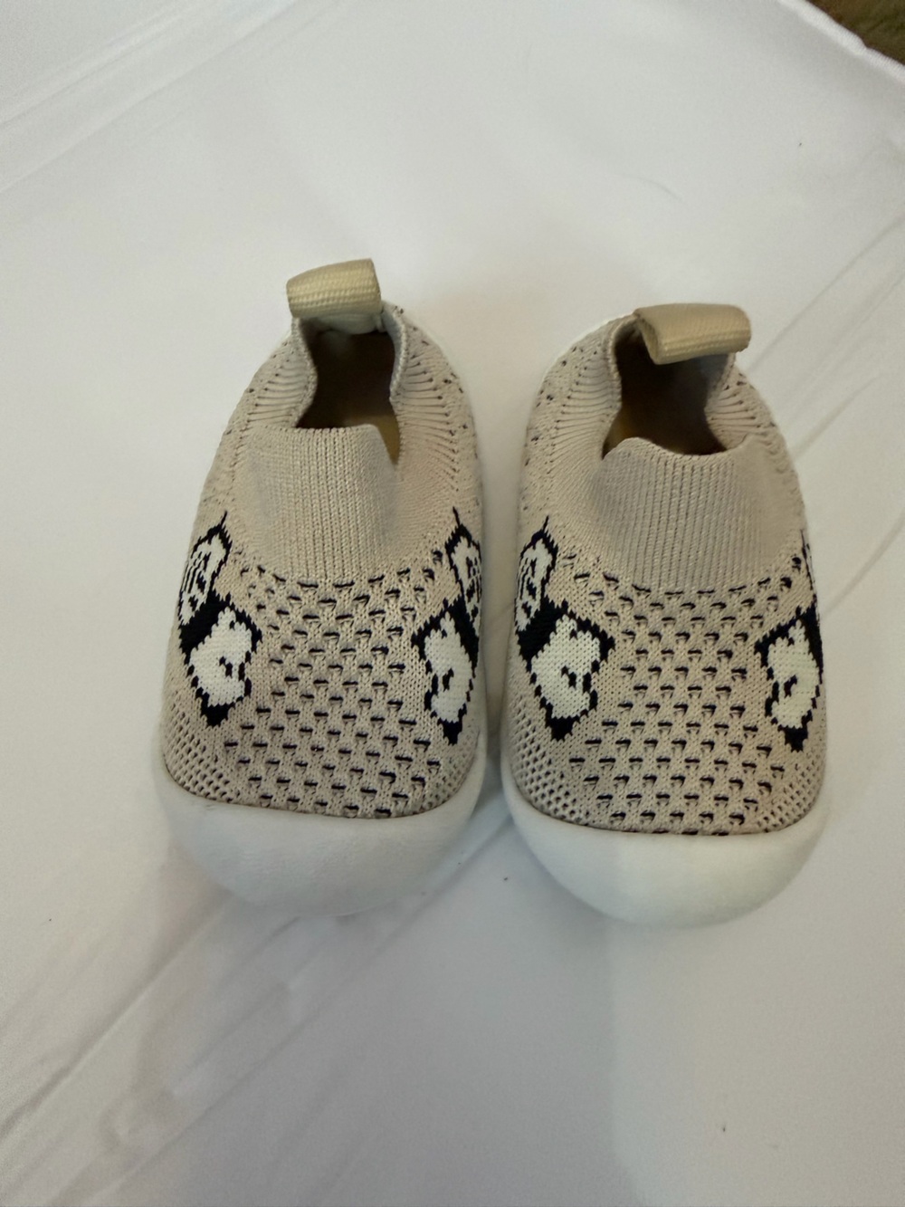 Kids Neutral Knit Slip-On Shoes with Heart Accents